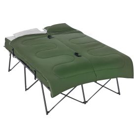 2-Person Folding Camping Cot Portable Outdoor Bed Set with Sleeping Bag, Inflatable Air Mattress, Comfort Pillows and Carry Bag 2-Person Folding Camping Cot Portable Outdoor Bed Set with Sleeping Bag, Inflatable Air Mattress, Comfort Pillows and Carry Bag